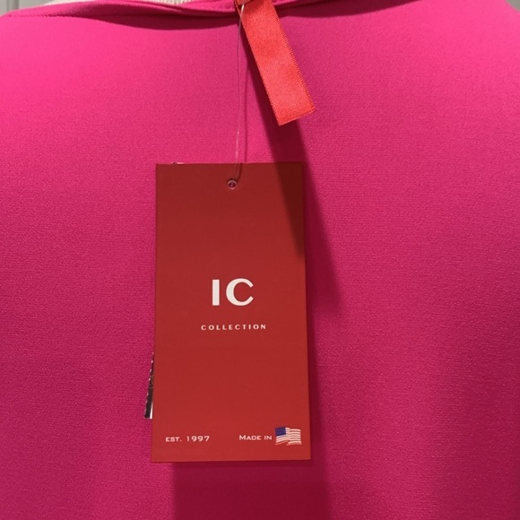 IC Collection NWT hot pink dress with  3D flowers sz L - Picture 5 of 10